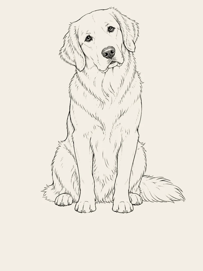 Beispiel-Portrait im Stil line – Golden Retriever MILO, erstellt mit unserem Generator